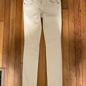 Level 99 Anthropologie Skinny Straight  Winter White Jeans Size 26